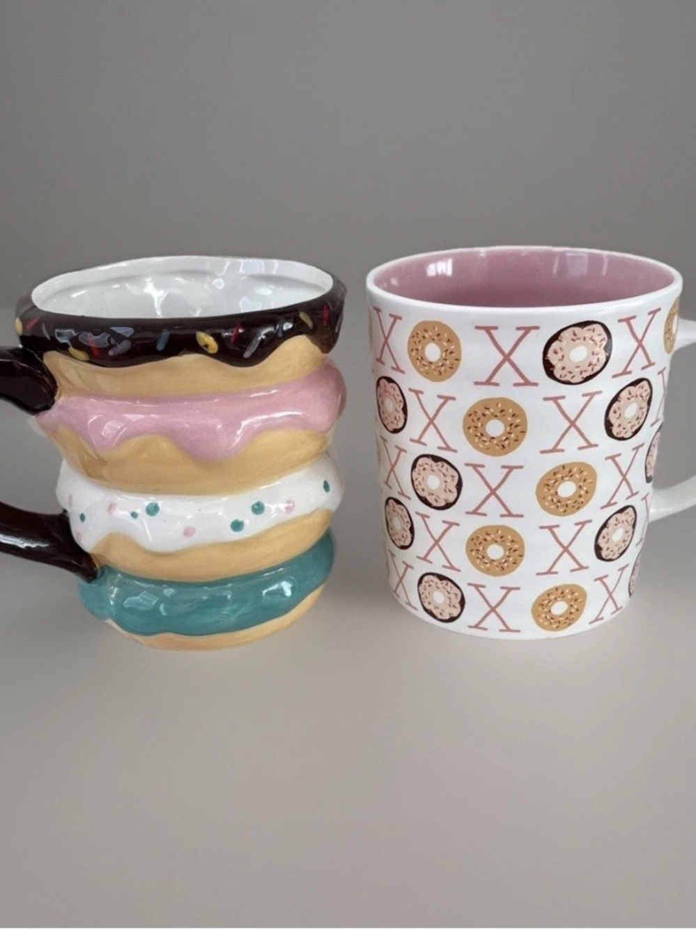 Donut Coffee Mugs Set Of 2 Sprinkles Bakery Sweets Treats
